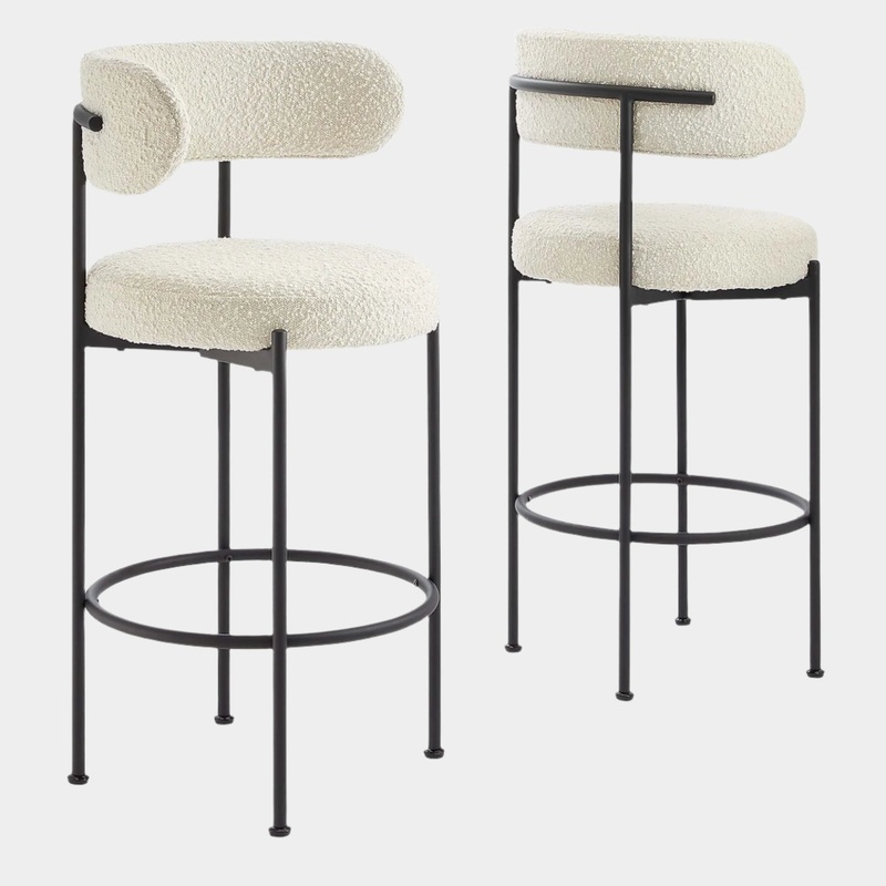 Albie Boucle Fabric Bar Stools – Set of 2