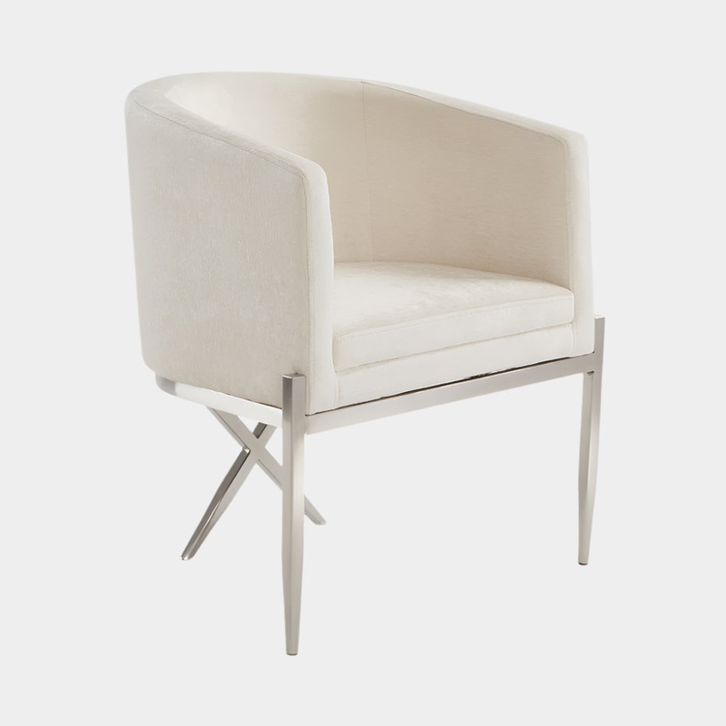 Anton Accent Chair: Ivory Fabric