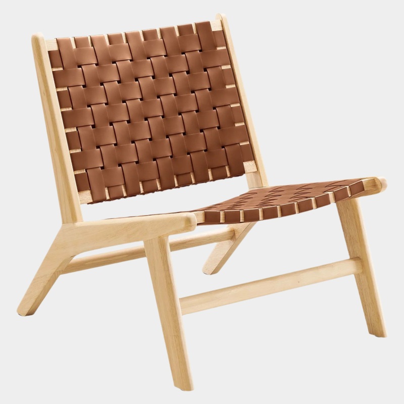 Saoirse Faux Leather Wood Accent Lounge Chair