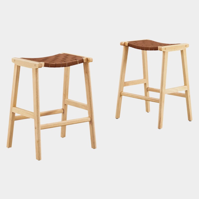 Saoirse Faux Leather Wood Counter Stool – Set of 2