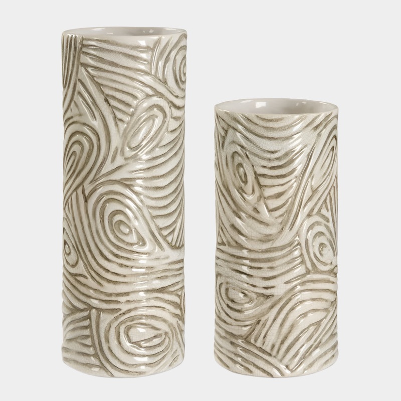 Timber Swirl Vases, S/2
