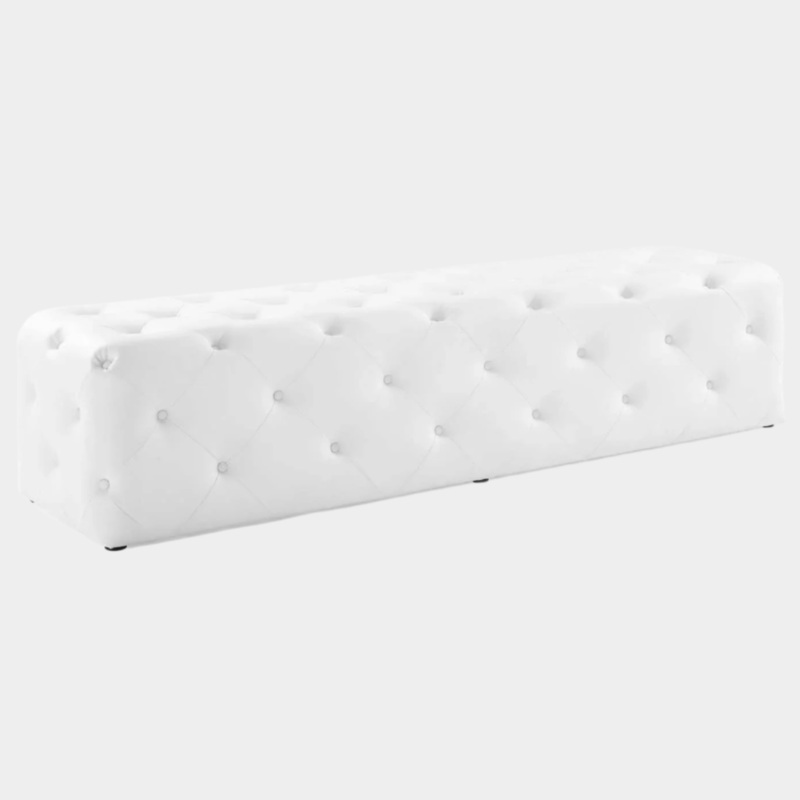 Amour Tufted Button Entryway Faux Leather Bench