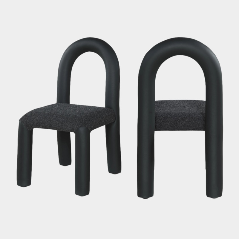 Amari Vegan Leather And Boucle Fabric Upholstered Dining Chair