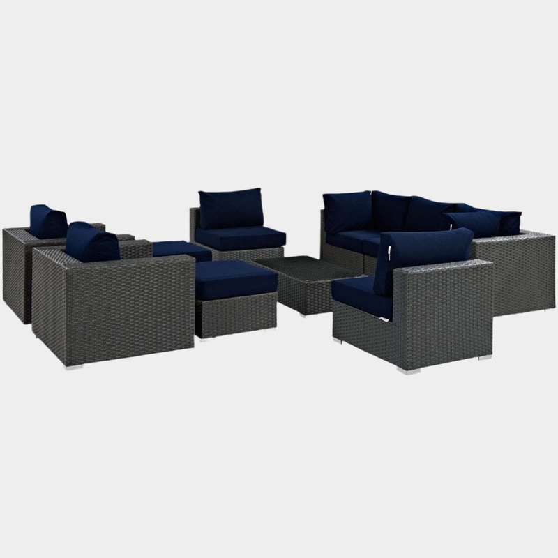 Sojourn 10 Piece Outdoor Patio Sunbrella Sectional Set