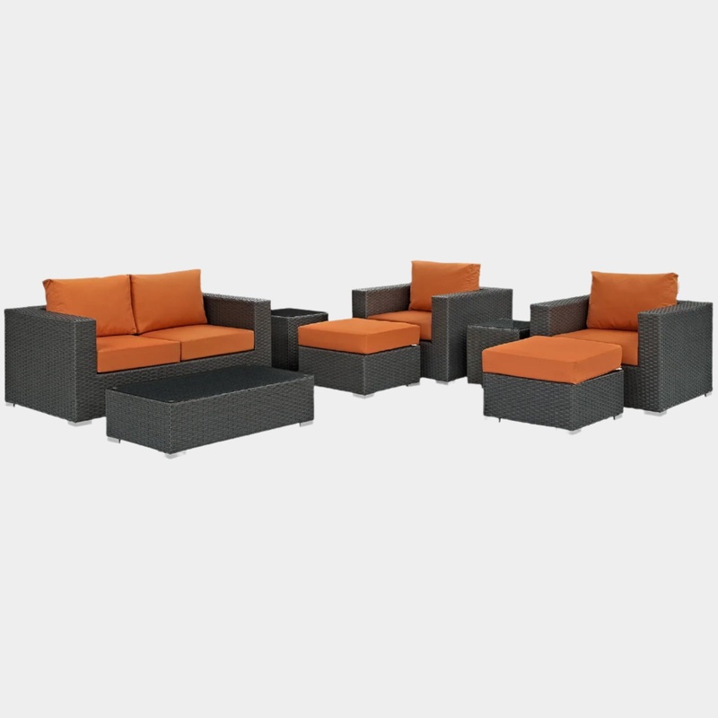 Sojourn 8 Piece Outdoor Patio Sunbrella Sectional Set