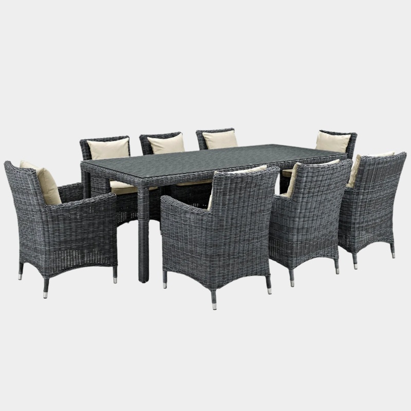 Summon 9 Piece Outdoor Patio Sunbrella Dining Set