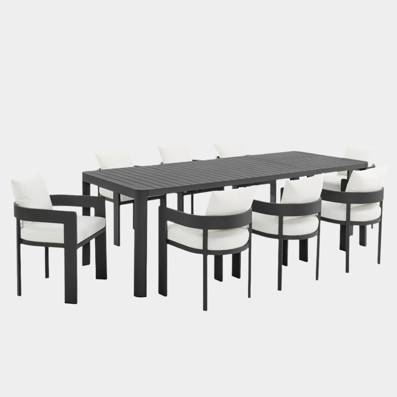 Tahoe 9-Piece Outdoor Patio Aluminum Dining Set With Extendable Table