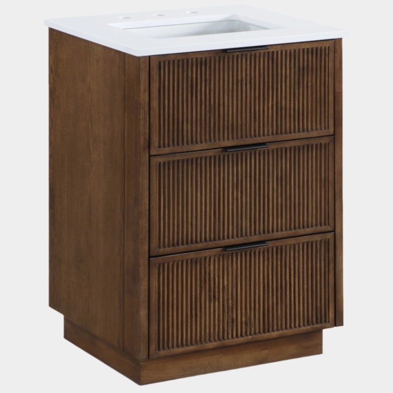 Willard 24″ White Engineered Stone And Solid Wood Bathroom Vanity