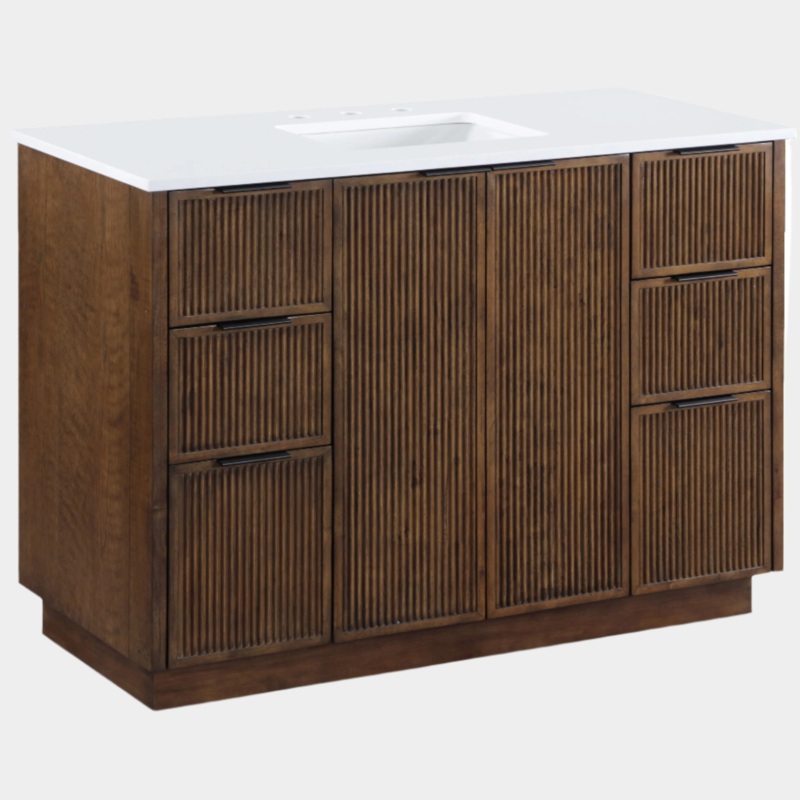 Willard 48″ White Engineered Stone And Solid Wood Bathroom Vanity