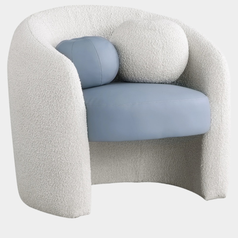 Acadia Boucle Fabric Upholstered And Vegan Leather Upholstered Accent Chair