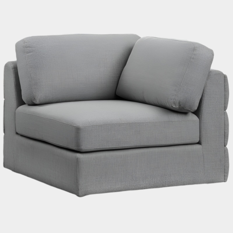 Beckham Linen Textured Fabric Upholstered Corner Modular Chair