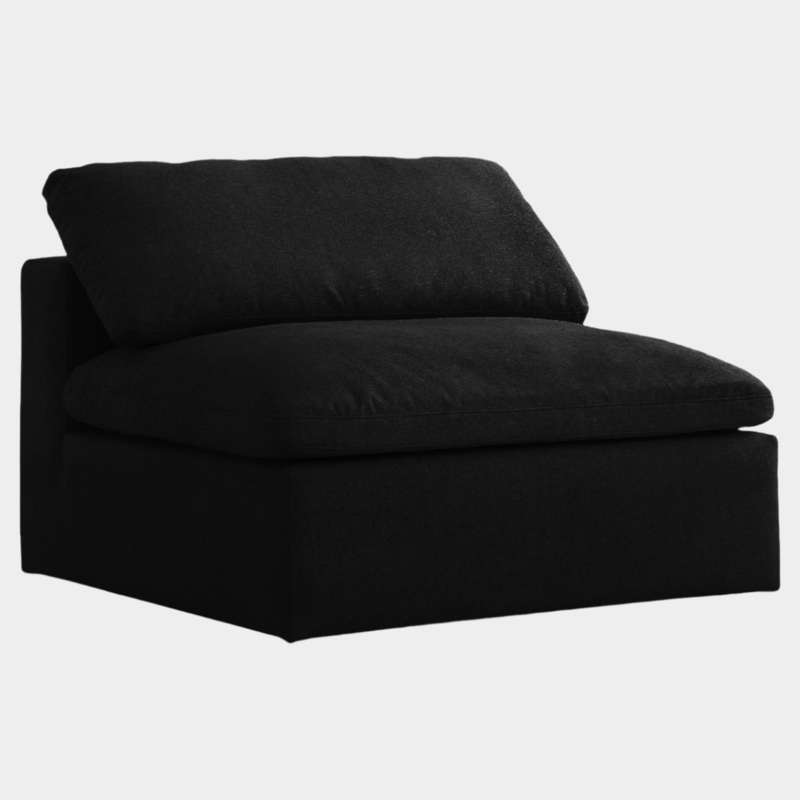 Serene Linen Textured Fabric Upholstered Deluxe Comfort Modular Armless Chair