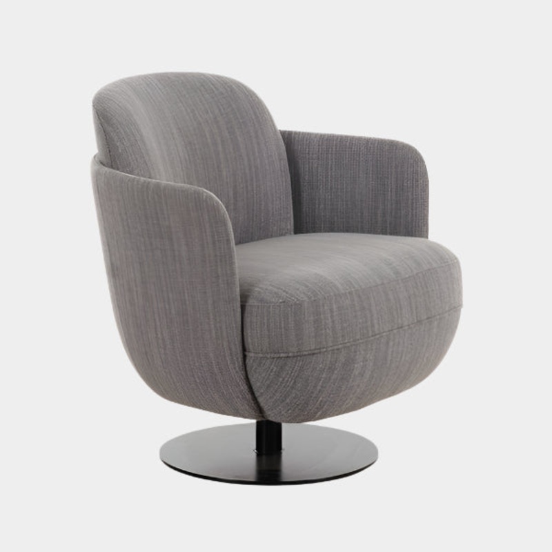 Solange Grey Textured Weave Swivel Chair