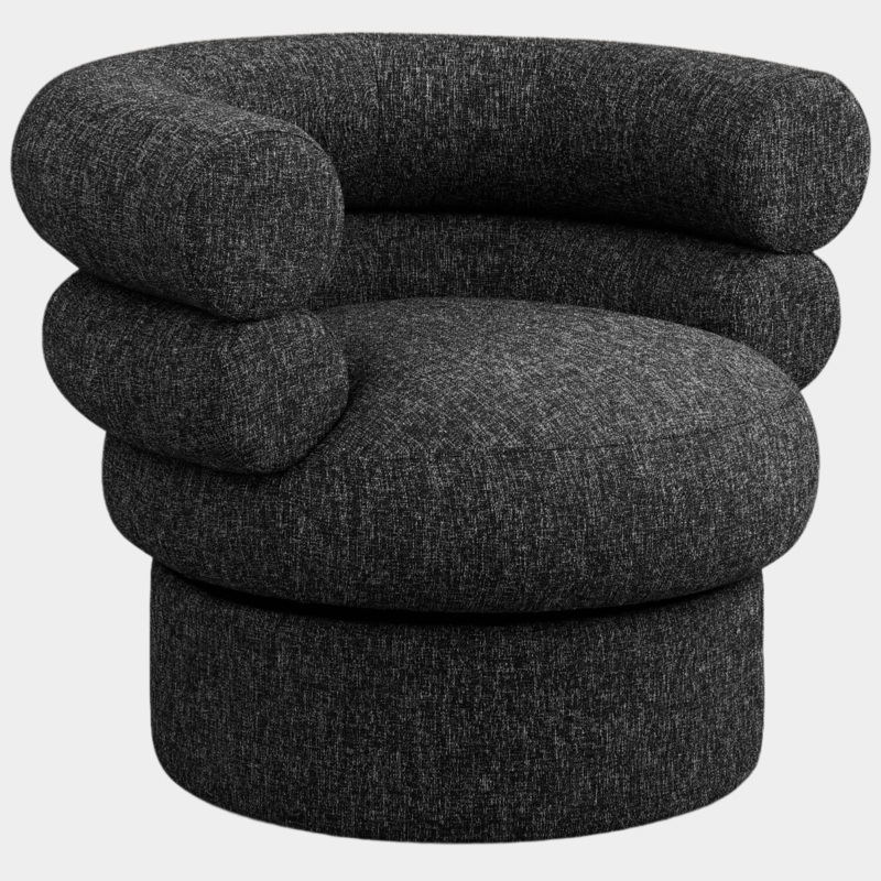 Valentina Linen Textured Fabric Upholstered Swivel Accent Chair