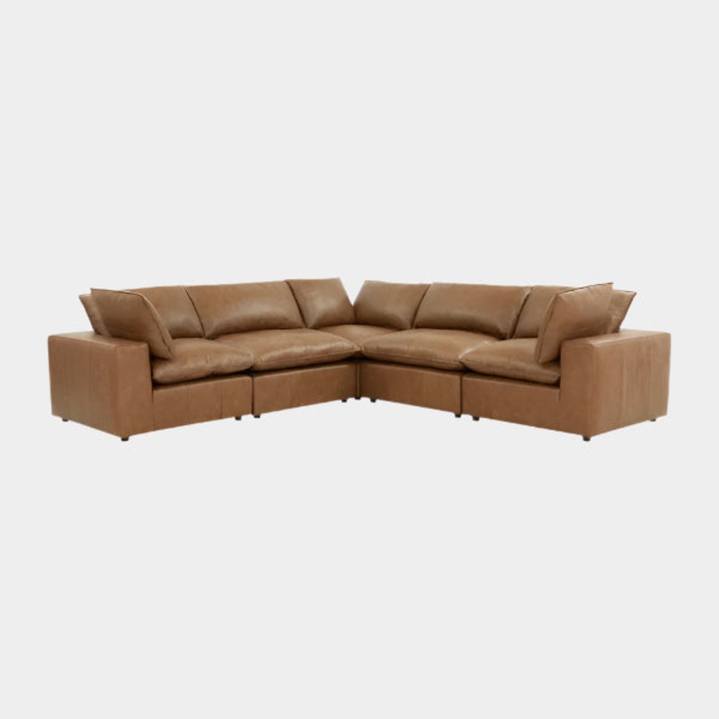 Cali Brown Leather Modular 5-Piece L-Sectional