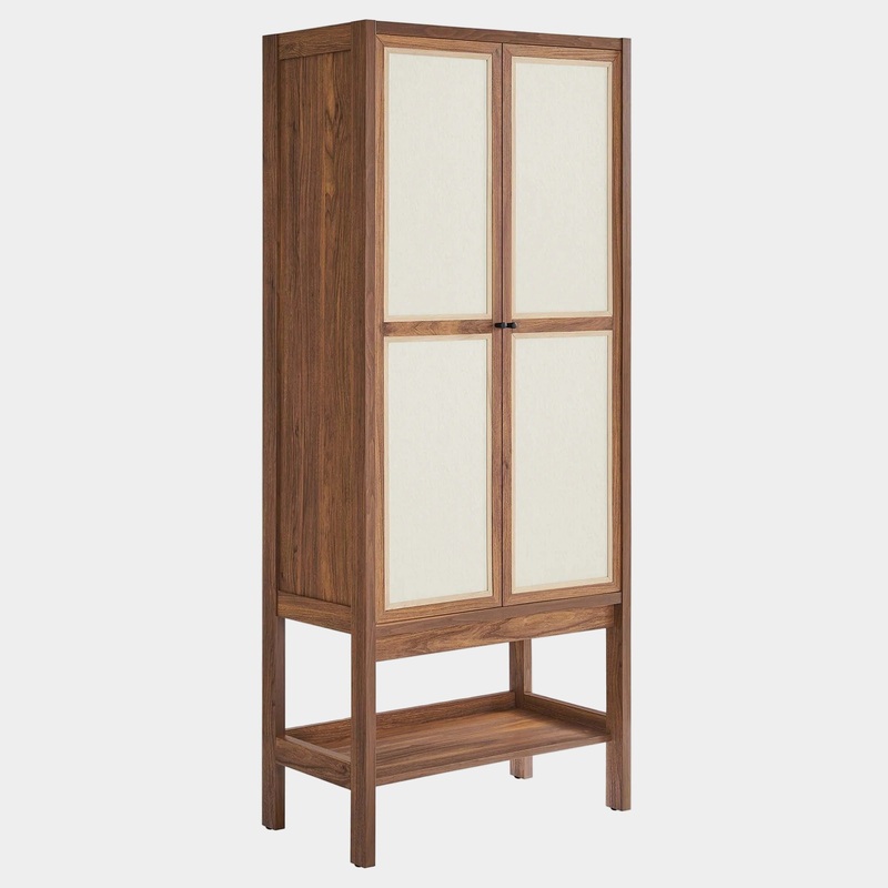 Capri Tall Wood Grain Standing Storage Cabinet in Walnut