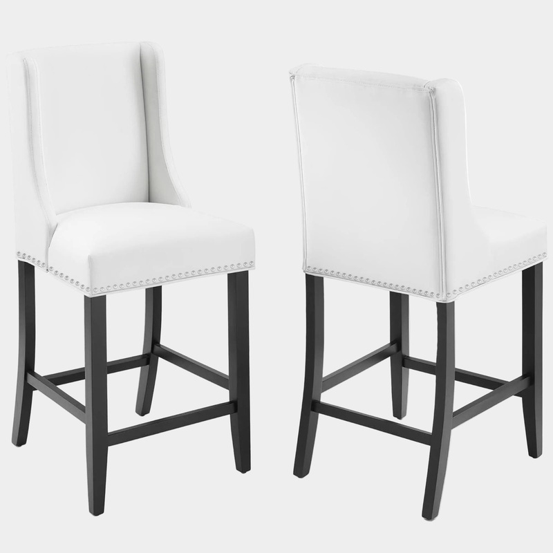 Baron Faux Leather Counter Stool Set of 2 in White