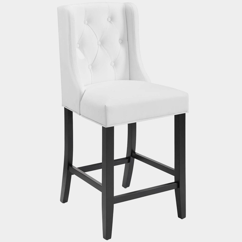 Baronet Tufted Button Faux Leather Counter Stool in White