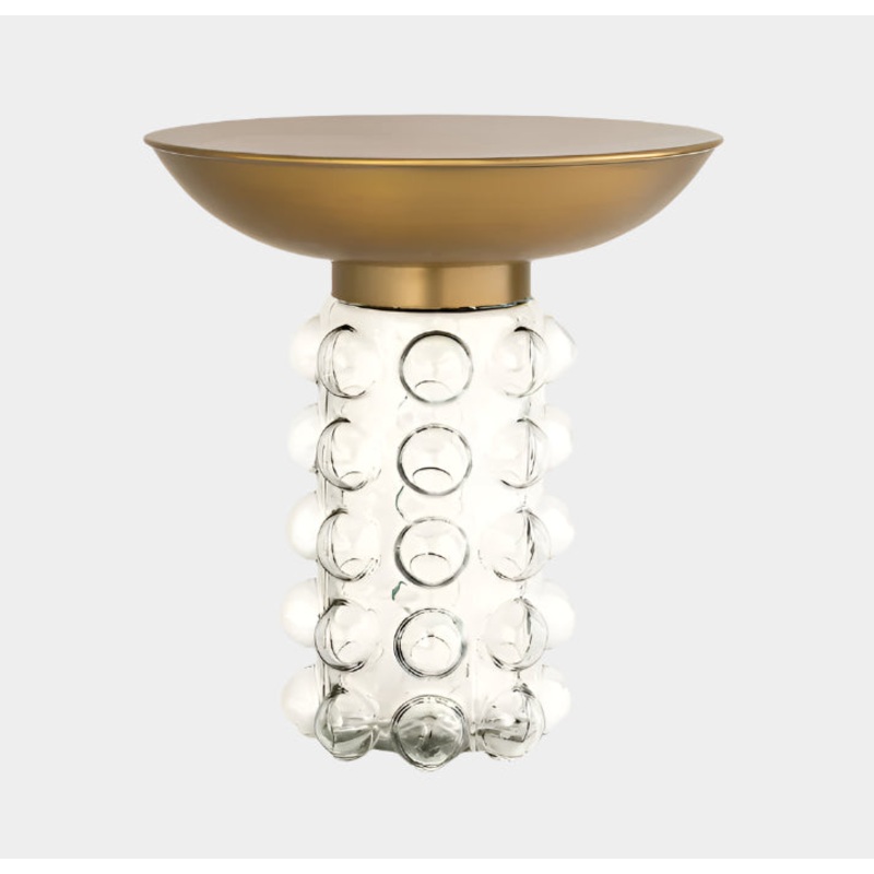 Bubble Glass and Brass Side Table