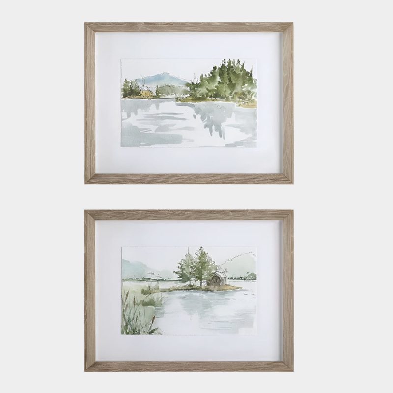 Serene Lake Framed Prints, S/2