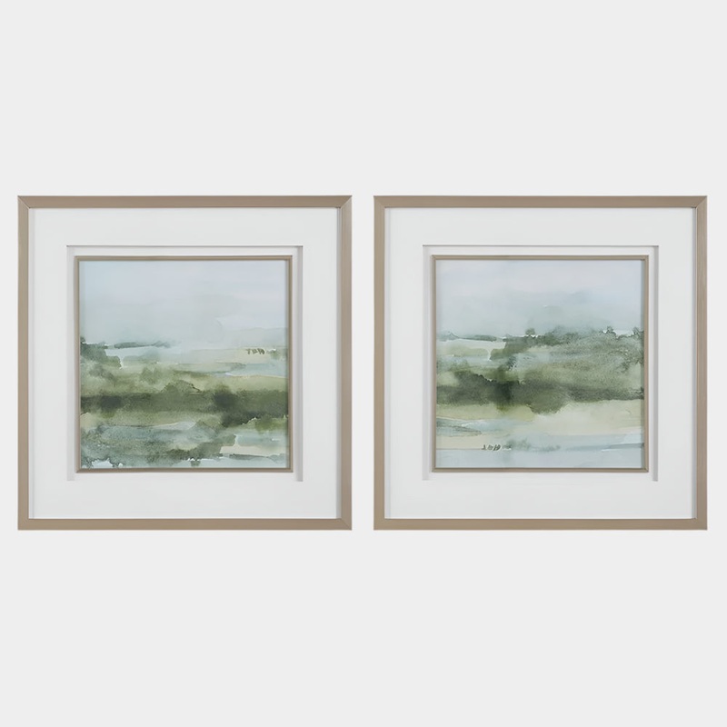 Soft Sage Framed Prints, S/2