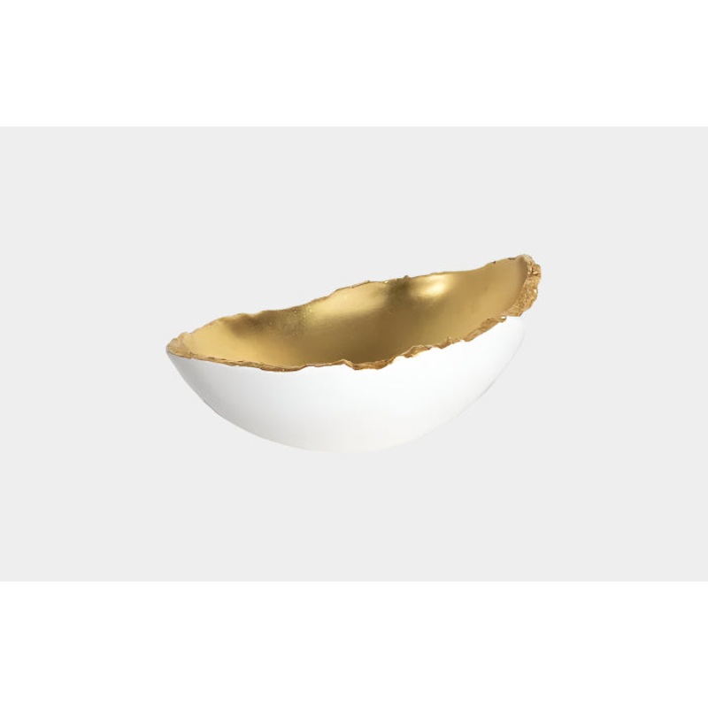 Broken Egg Bowl, White and Gold Leaf
