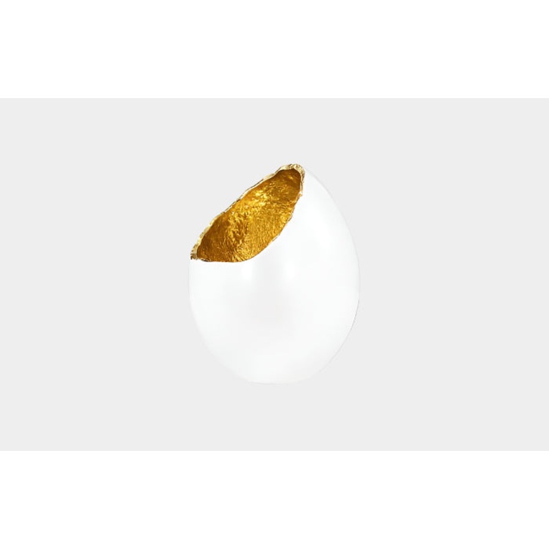 Broken Egg Vase, White and Gold Leaf