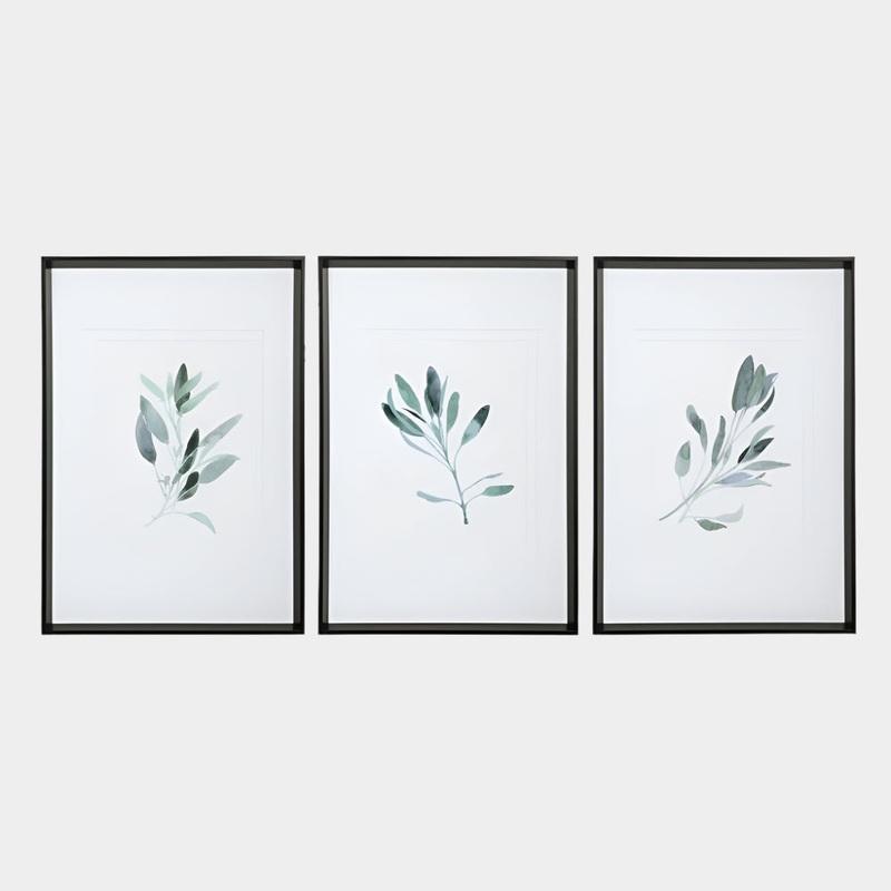 Simple Sage Framed Prints, S/3