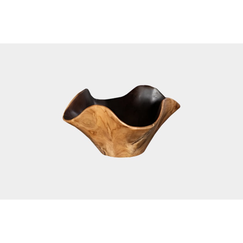 Teak Wood Bowl, Black And Natural