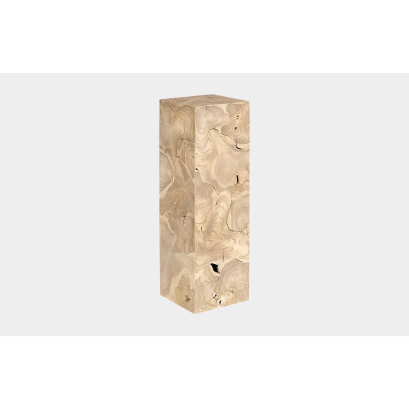 Teak Slice Pedestal, Square, Bleached , LG