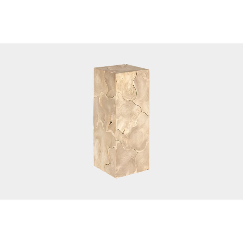 Teak Slice Pedestal, Square, Bleached , MD