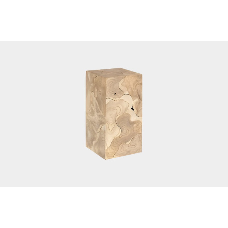 Teak Slice Pedestal, Square, Bleached , SM