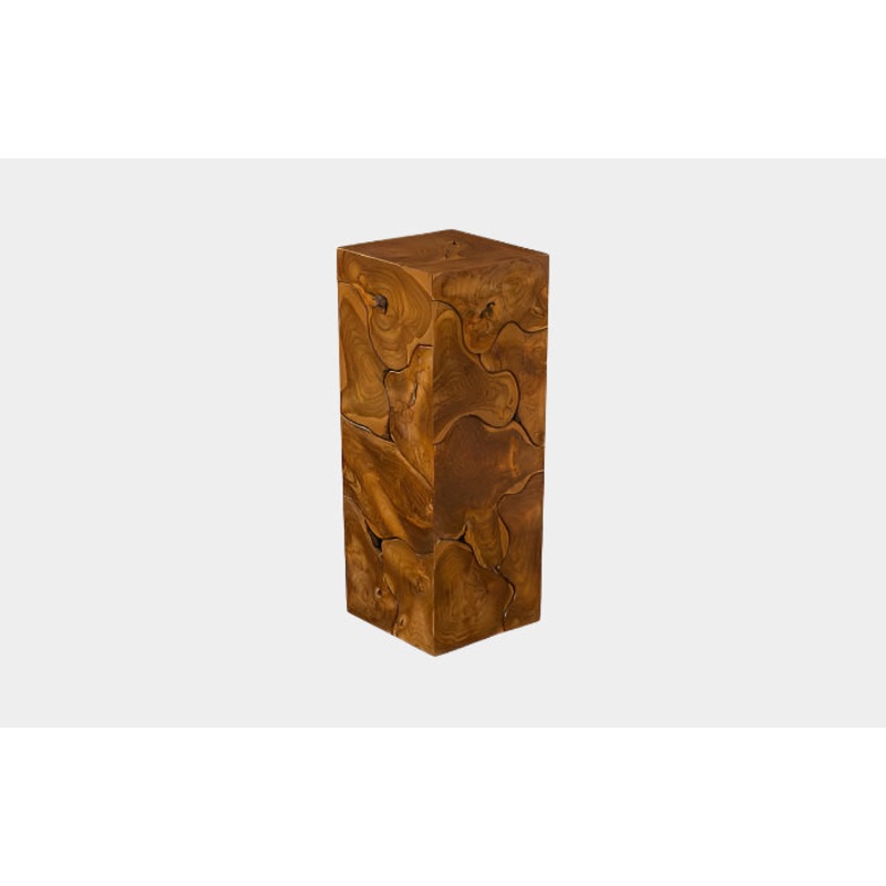Teak Slice Pedestal, Square, MD