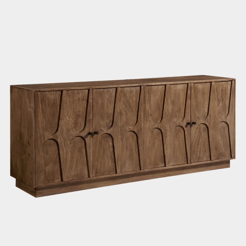 Veda 72″ Mango Wood Sideboard Cabinet in Walnut