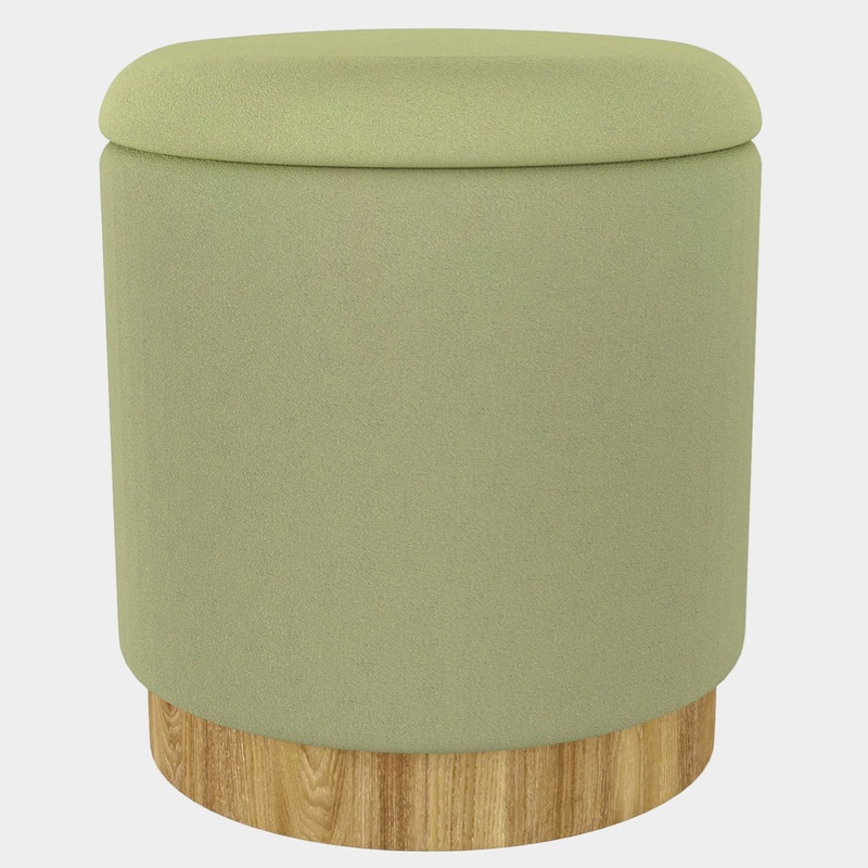 Alya Round Storage Ottoman in Sage and Natural