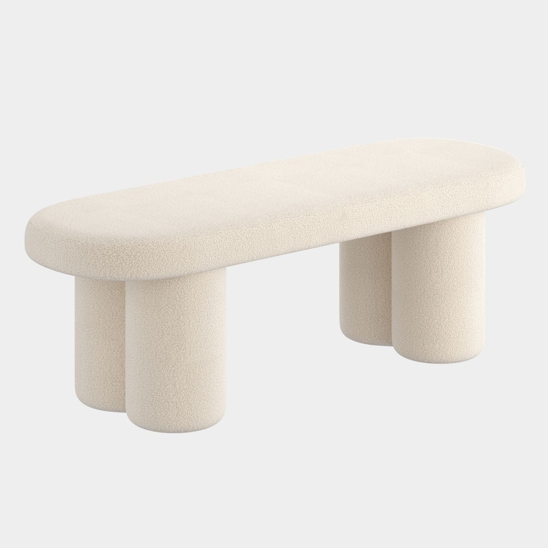 Azoro Bench in Cream Boucle