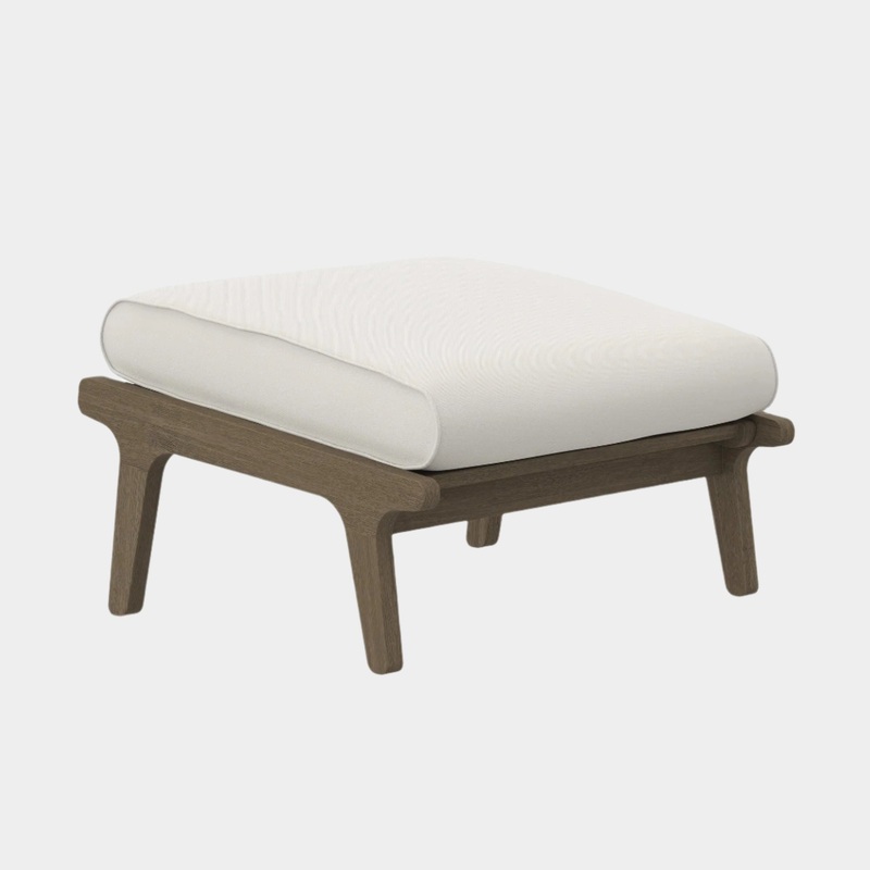 Saratoga Outdoor Patio Teak Ottoman in Weathered Gray White