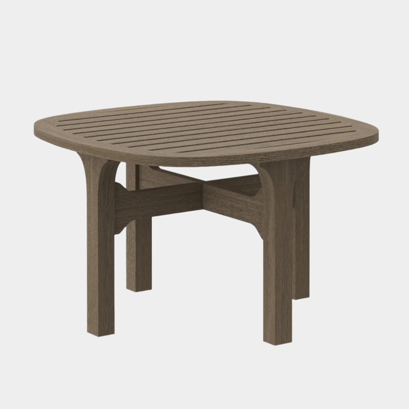 Saratoga Square Outdoor Patio Teak Wood Side Table in Weathered Gray