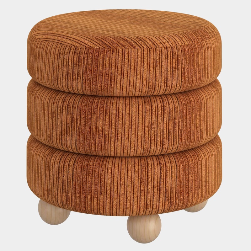 Willo Round Ottoman in Rust Brown