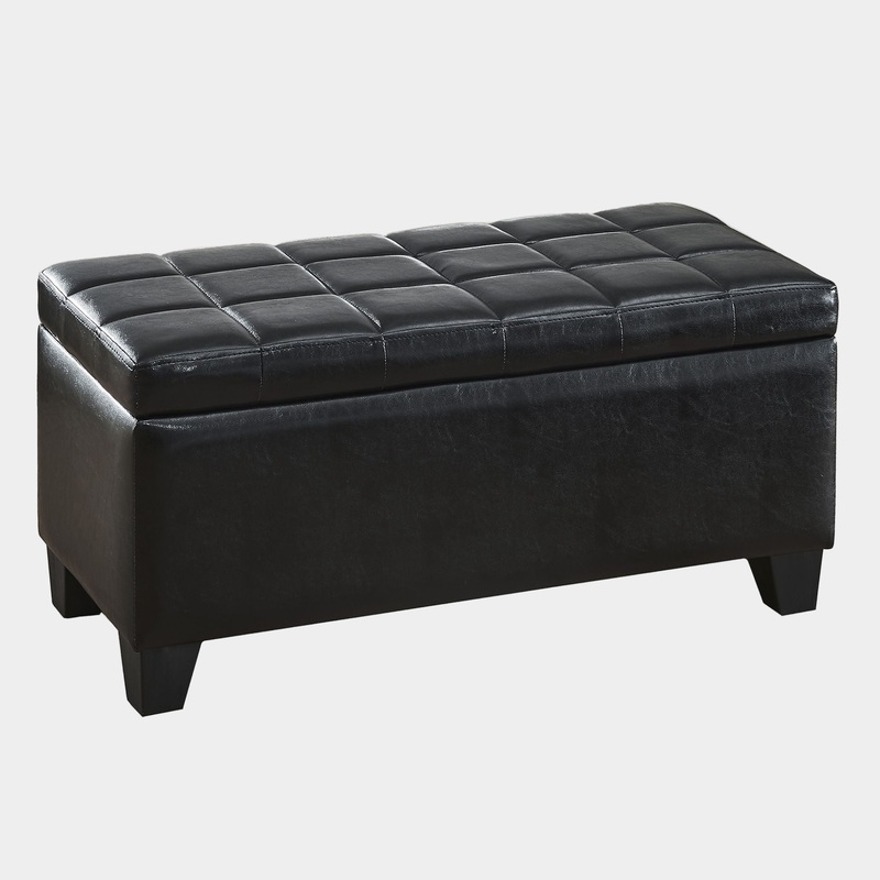 Winston Rectangular Storage Ottoman Bench in Black