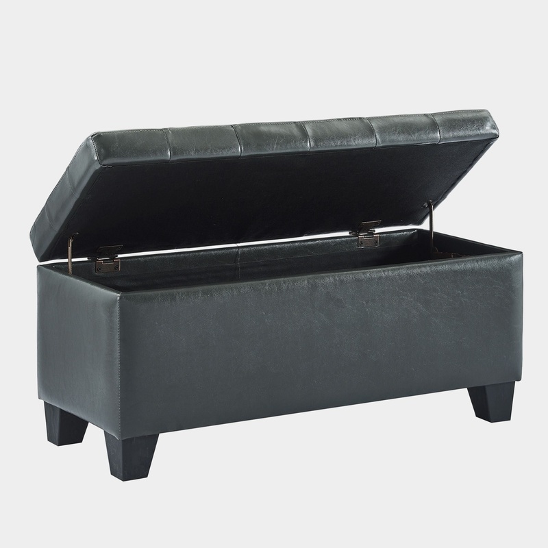 Winston Rectangular Storage Ottoman Bench in Grey