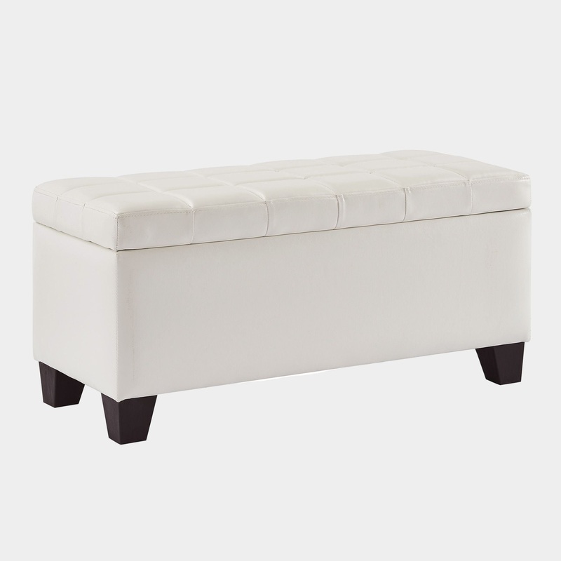Winston Rectangular Storage Ottoman Bench in White