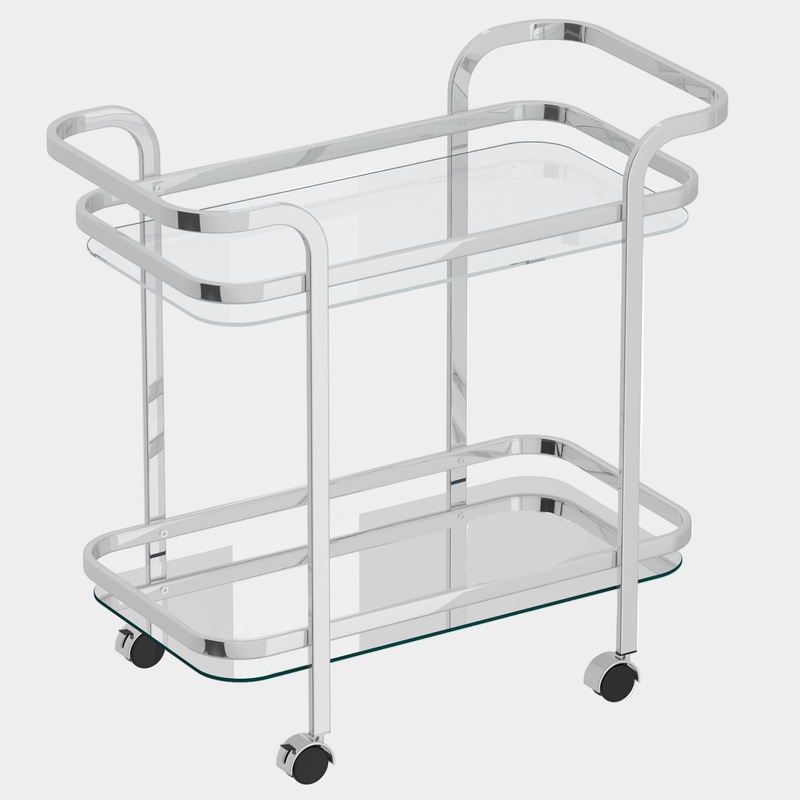Zedd 2-tier Bar Cart in Chrome