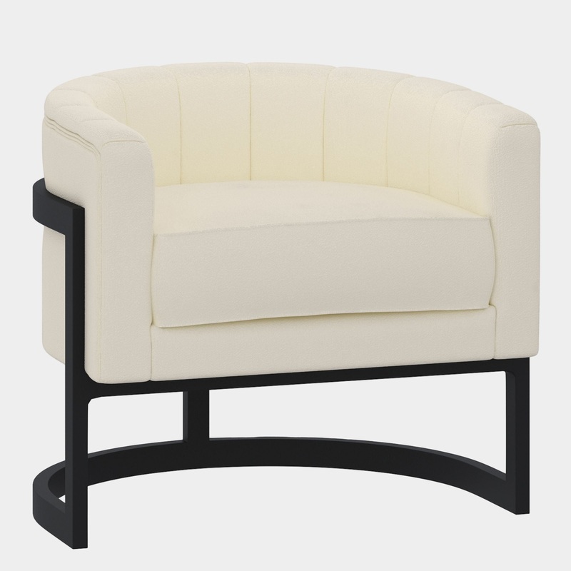 Zhuri Accent Chair in Ivory Boucle and Black
