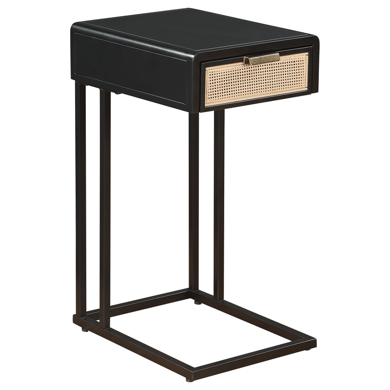 Amherst – 1-Drawer Radio Weave Cane Metal Side Table