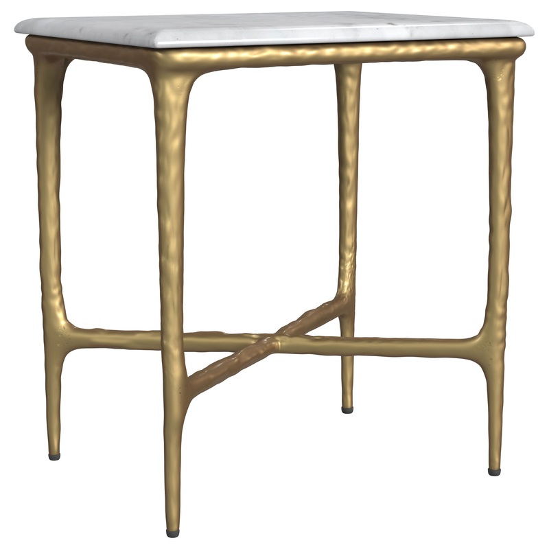 Baldwin – Rectangular Marble Top Side Table – White And Gold