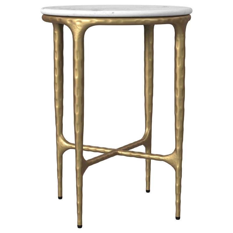 Baldwin – Round Marble Top Side Table – White And Gold