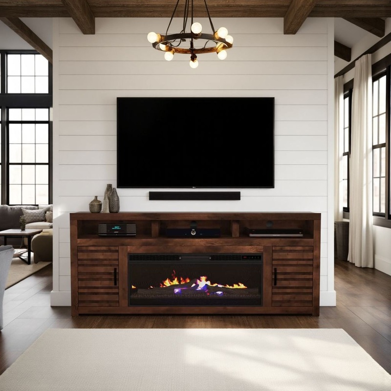 Sausalito – Electric Fireplace TV Stand Console For TVs Up To 95″ – Whiskey