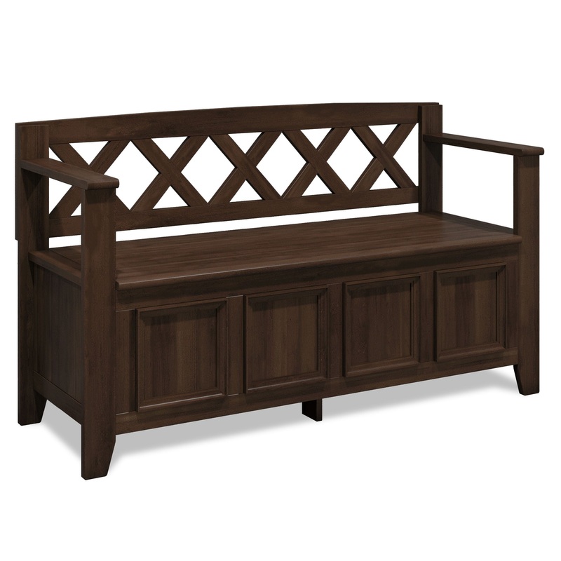 Amherst – Entryway Storage Bench – Natural Aged Brown