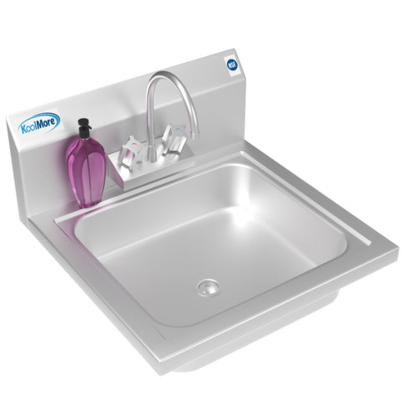 17 in. Stainless Steel Commercial Hand Sink with Gooseneck Faucet, Bowl Size 14″ x 10″ x 5″ – SH17-4GNF.
